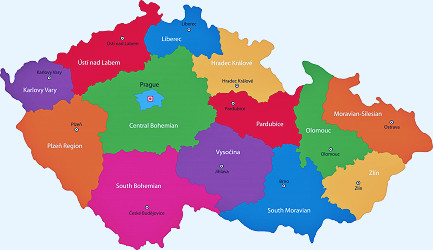 Czech Republic Map of Regions and Provinces - OrangeSmile.com